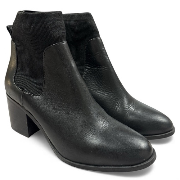 Steve Madden Shoes - Steve Madden Womens Erika Ankle Sock Booties Size 7.5 Black Leather Almond Toe